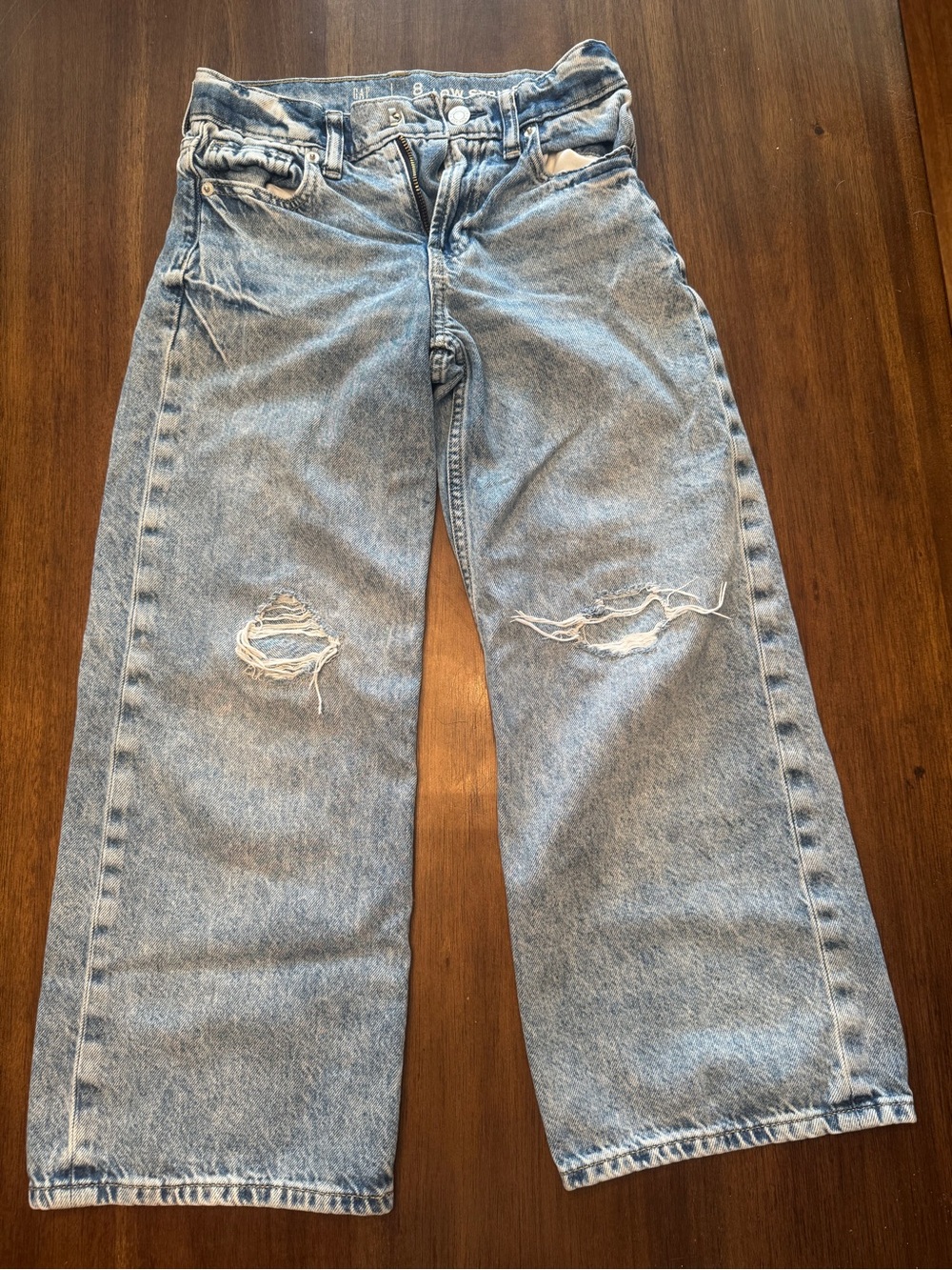 GAP Light Blue Relaxed Ripped Straight Jeans